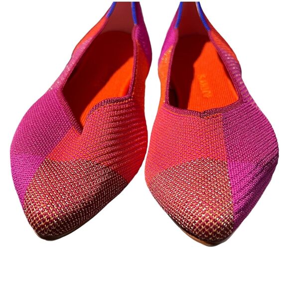 Rothys Flats Womens 12.5 Pink Point Knit Metallic Pomegranate Patchwork Colorful - Picture 9 of 15